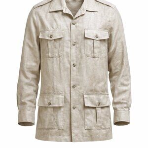 Embassy Row 100% Linen Safari Utility Jacket Beige Women’s Size 8 New No Tags